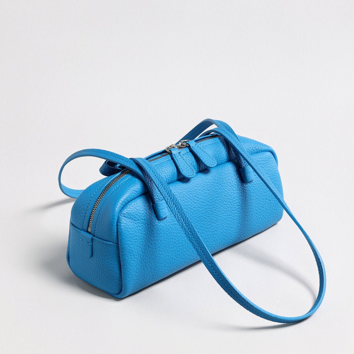 Structured Pebbled Leather Pillow Bag – Dual Handle Shoulder Tote