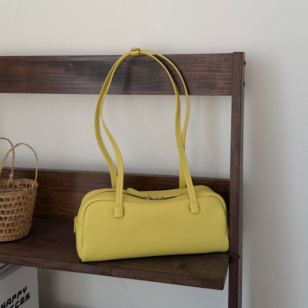 Structured Pebbled Leather Pillow Bag – Dual Handle Shoulder Tote