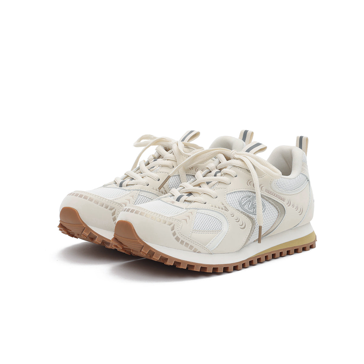 stylish breathable flat running shoes all beige 2