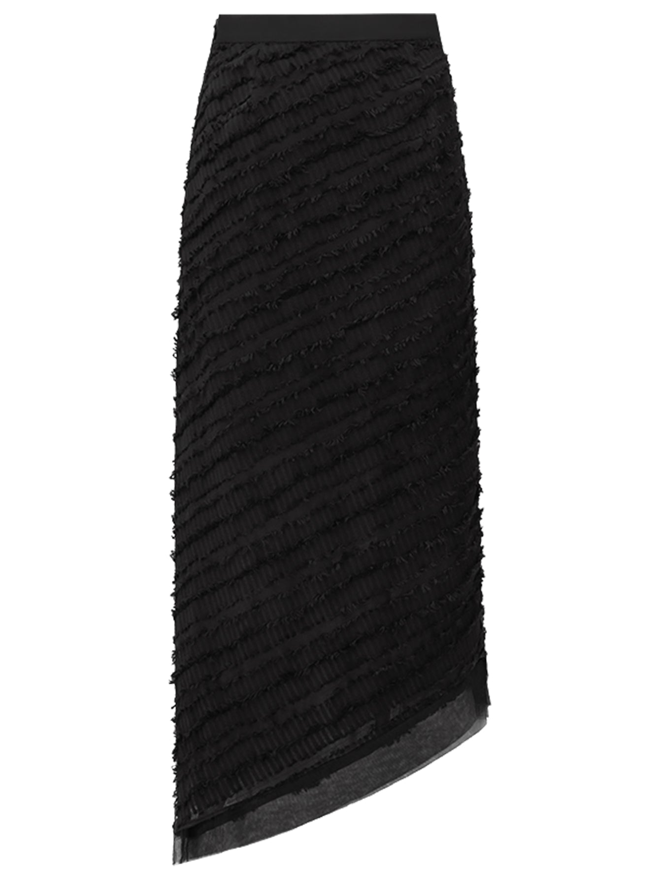 stylish diagonally ruched mesh black skirt all black 4