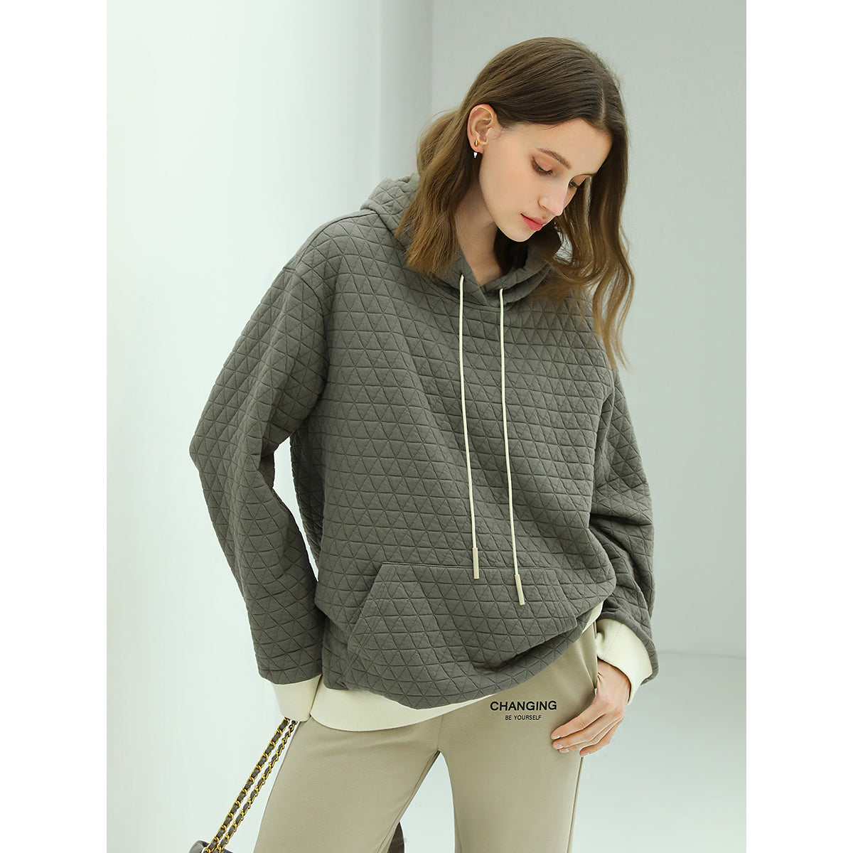 stylish geometric grey quilted hoodie all grey 2
