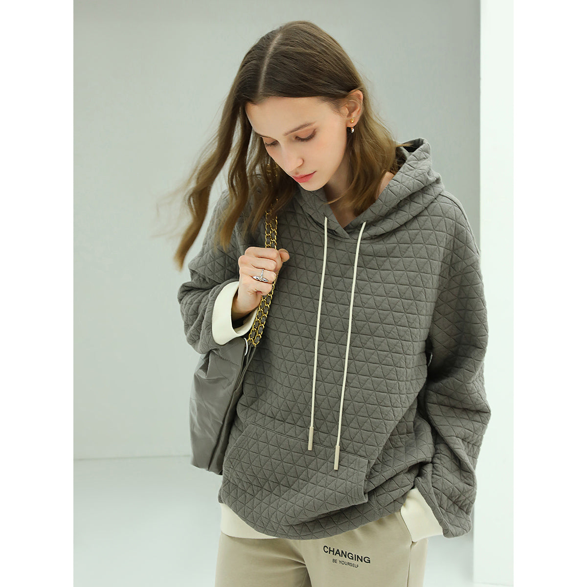 stylish geometric grey quilted hoodie all grey 3