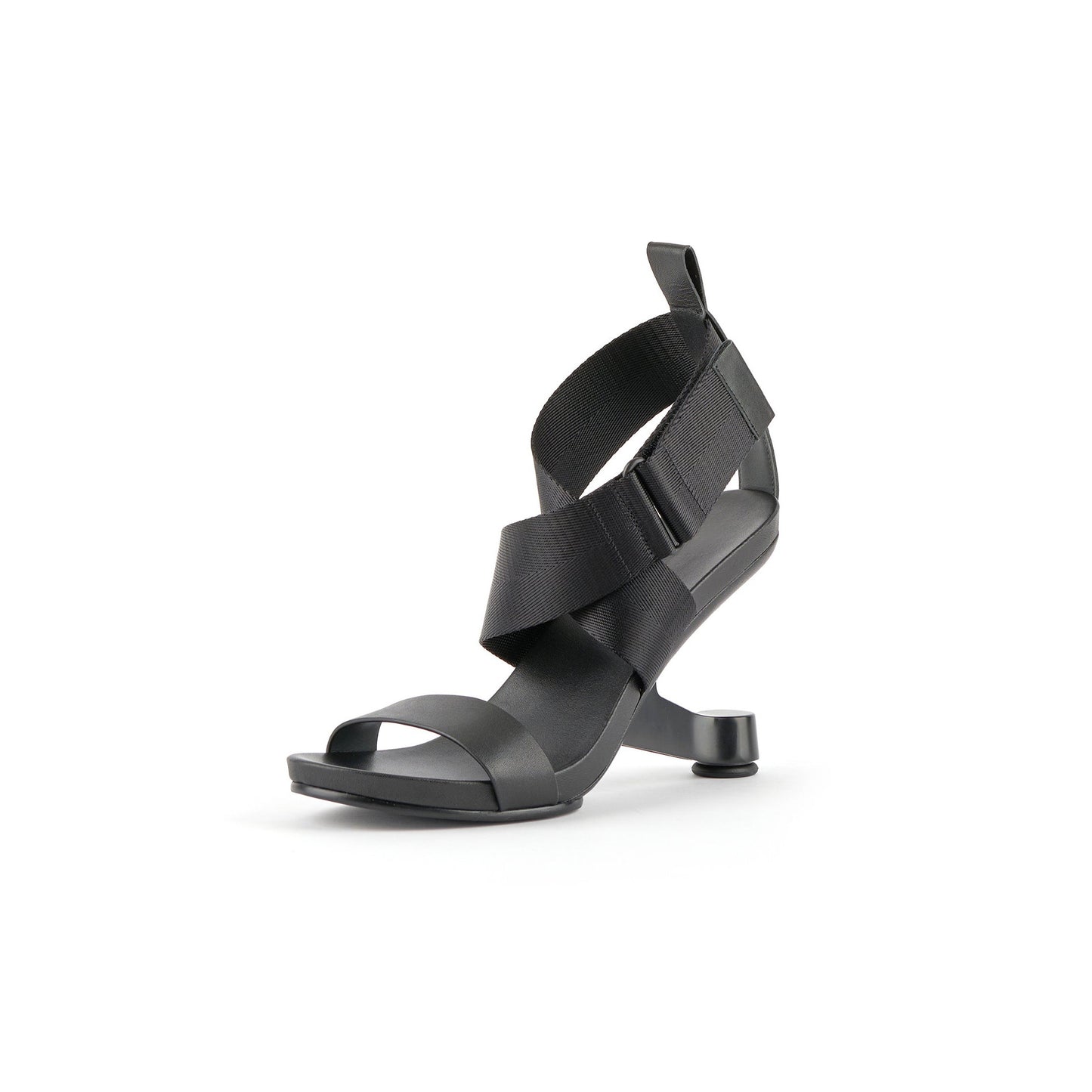 stylish intertwined ankle strap sandals all black 2