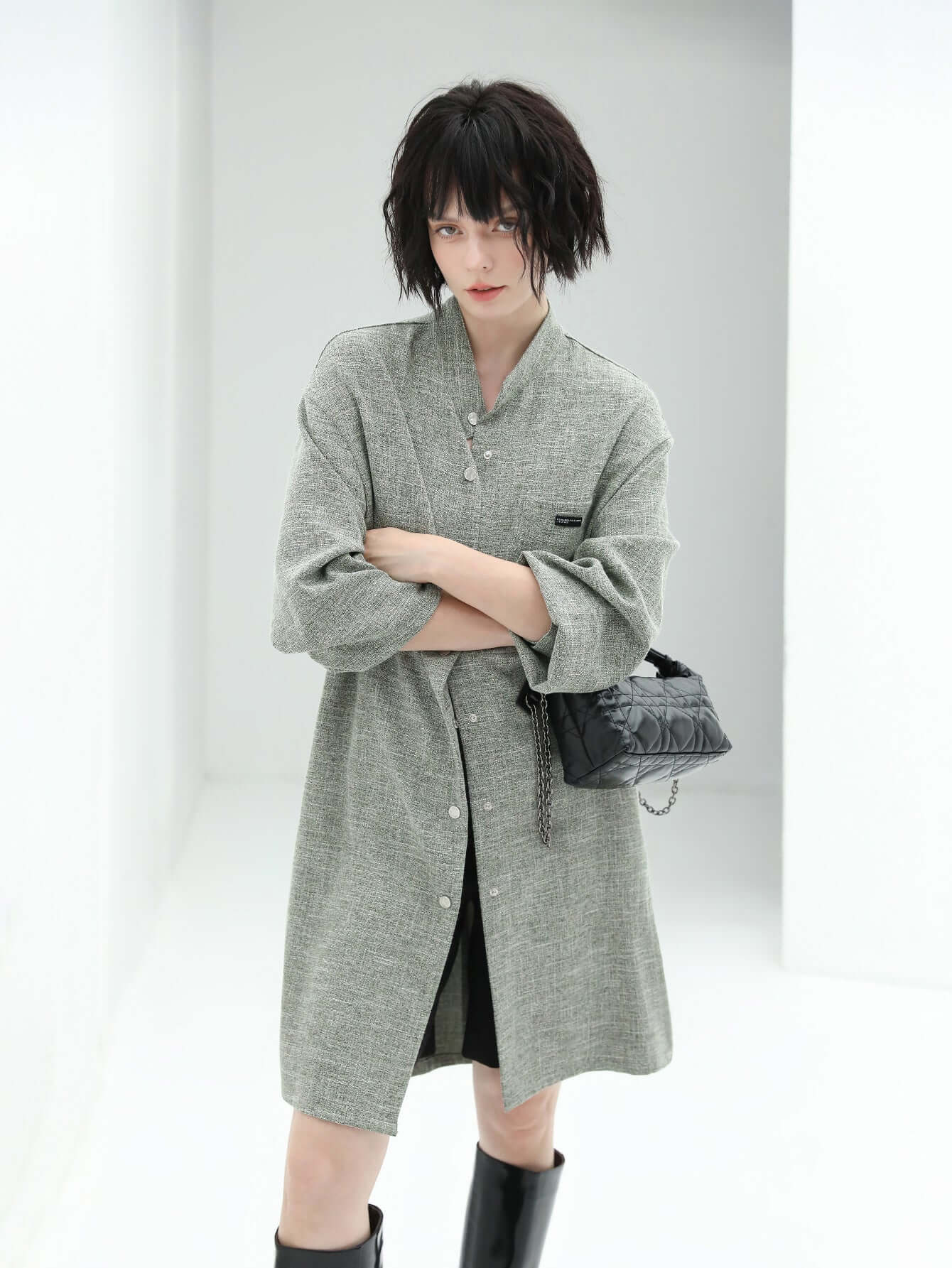 stylish mid length shirt all green 1