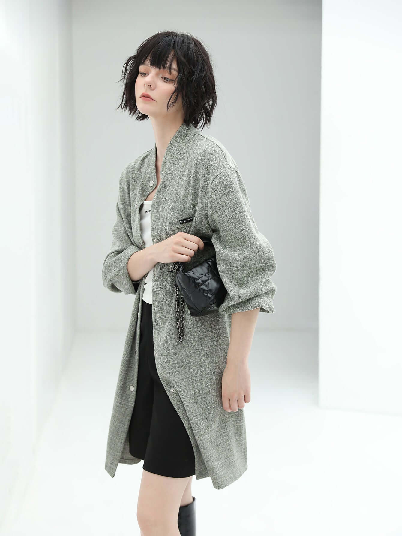 stylish mid length shirt all green 3