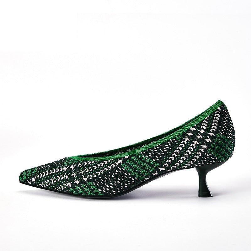 stylish pointed toe shallow kitten heel work pumps all green 1