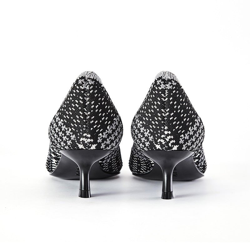 stylish pointed toe shallow kitten heel work pumps all black 2