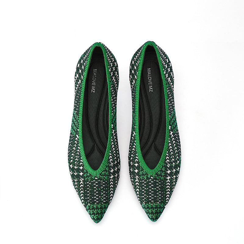 stylish pointed toe shallow kitten heel work pumps all green 4