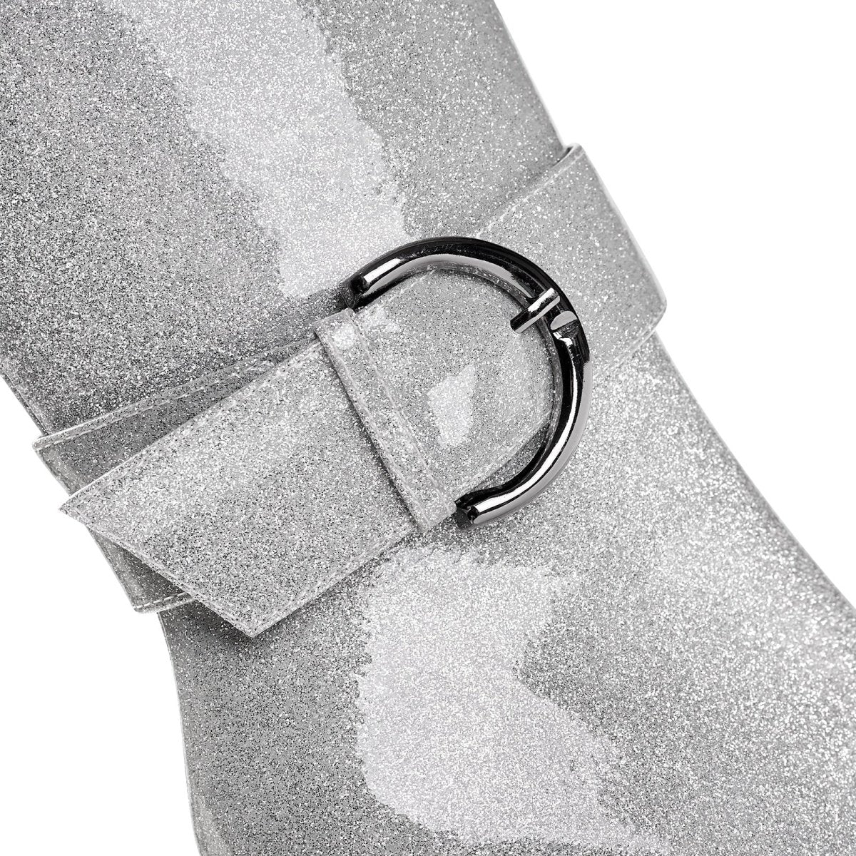 Stylish Silver Side Buckle Knee High Boots - 0cm