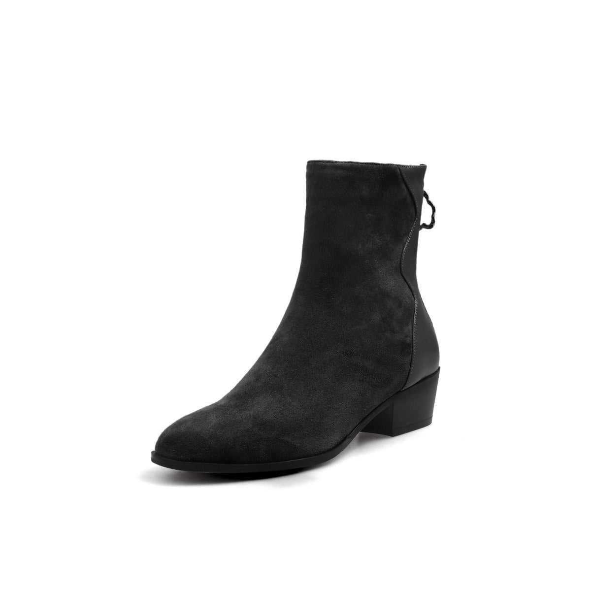 stylish suede block heel boots all black 2
