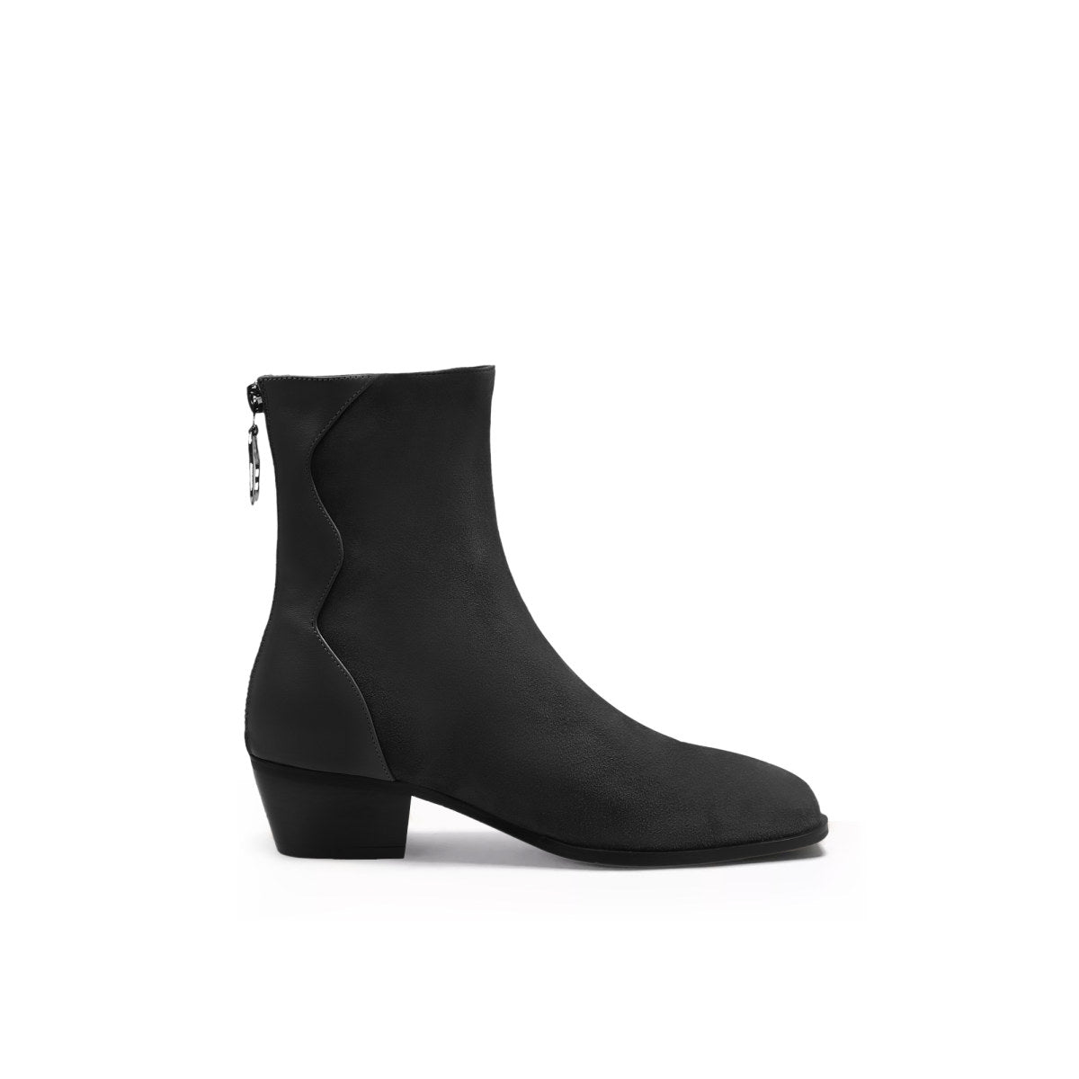 stylish suede block heel boots all black 3