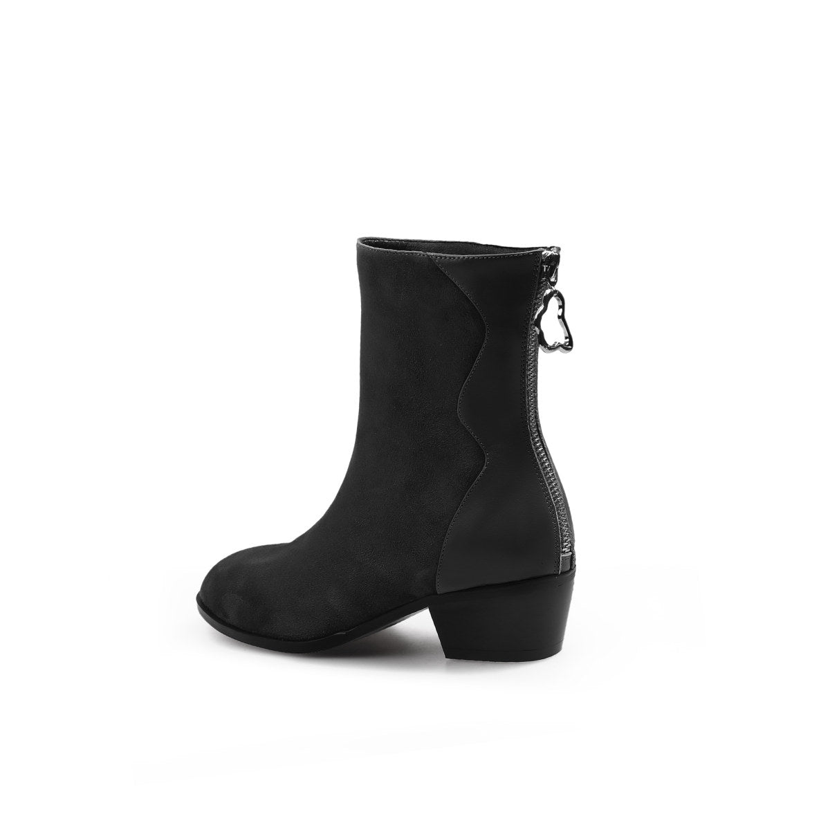 stylish suede block heel boots all black 4