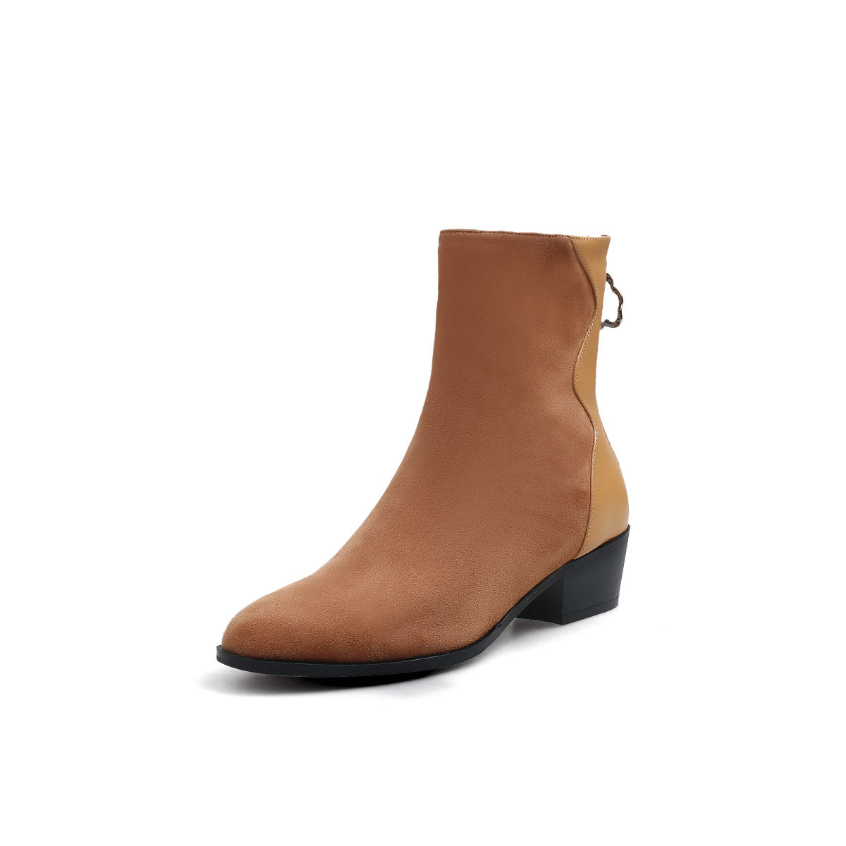 stylish suede block heel boots all brown 2