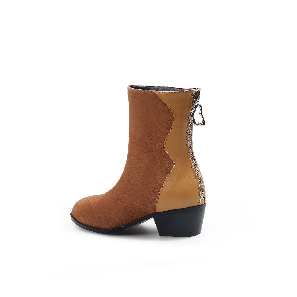 stylish suede block heel boots all brown 4