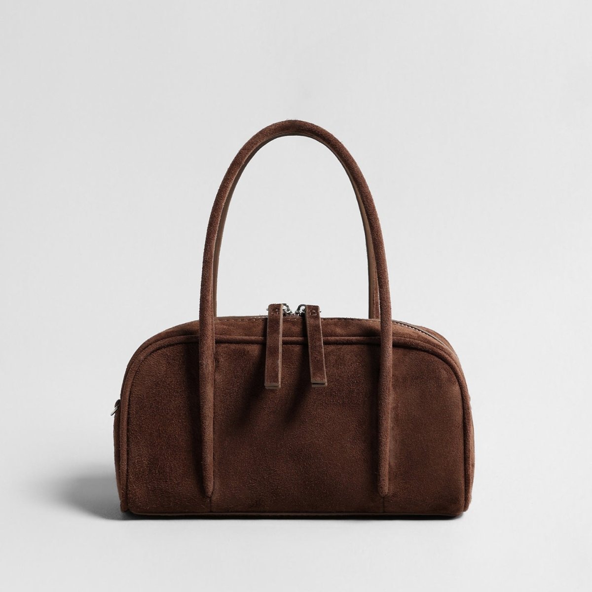 Suede Boston Bag – Curved Top-Handle Shoulder & Crossbody Bag
