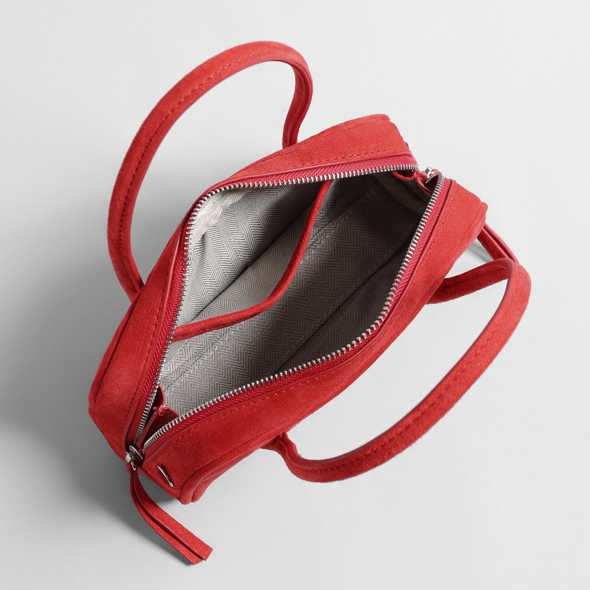 Suede Boston Bag – Curved Top-Handle Shoulder & Crossbody Bag