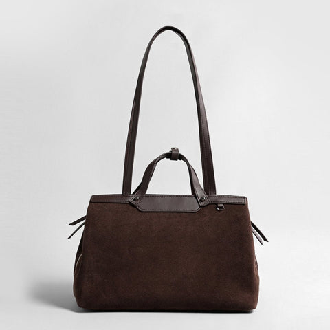 Suede Laptop Tote Bag – Structured Shoulder & Crossbody Work Bag