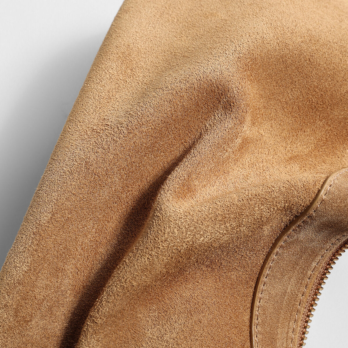 Suede Leather Crescent Hobo Bag – Dumpling-Inspired Silhouette with Adjustable Strap