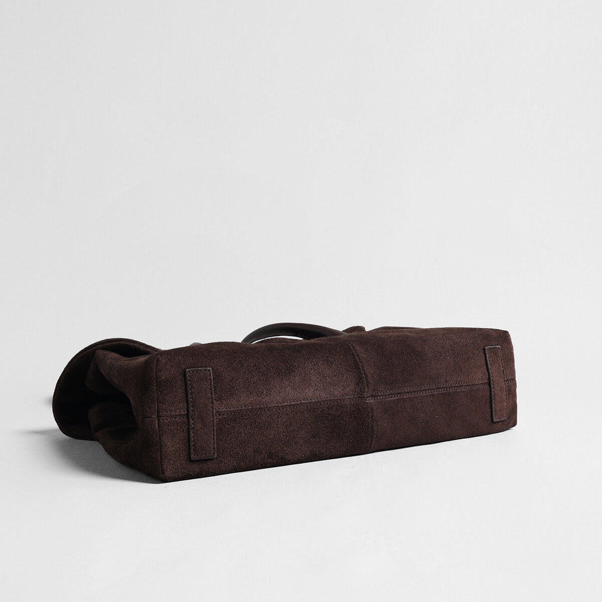 Suede Leather Oversized Tote Bag – Flap-Top Shoulder Bag with Knotted Handles