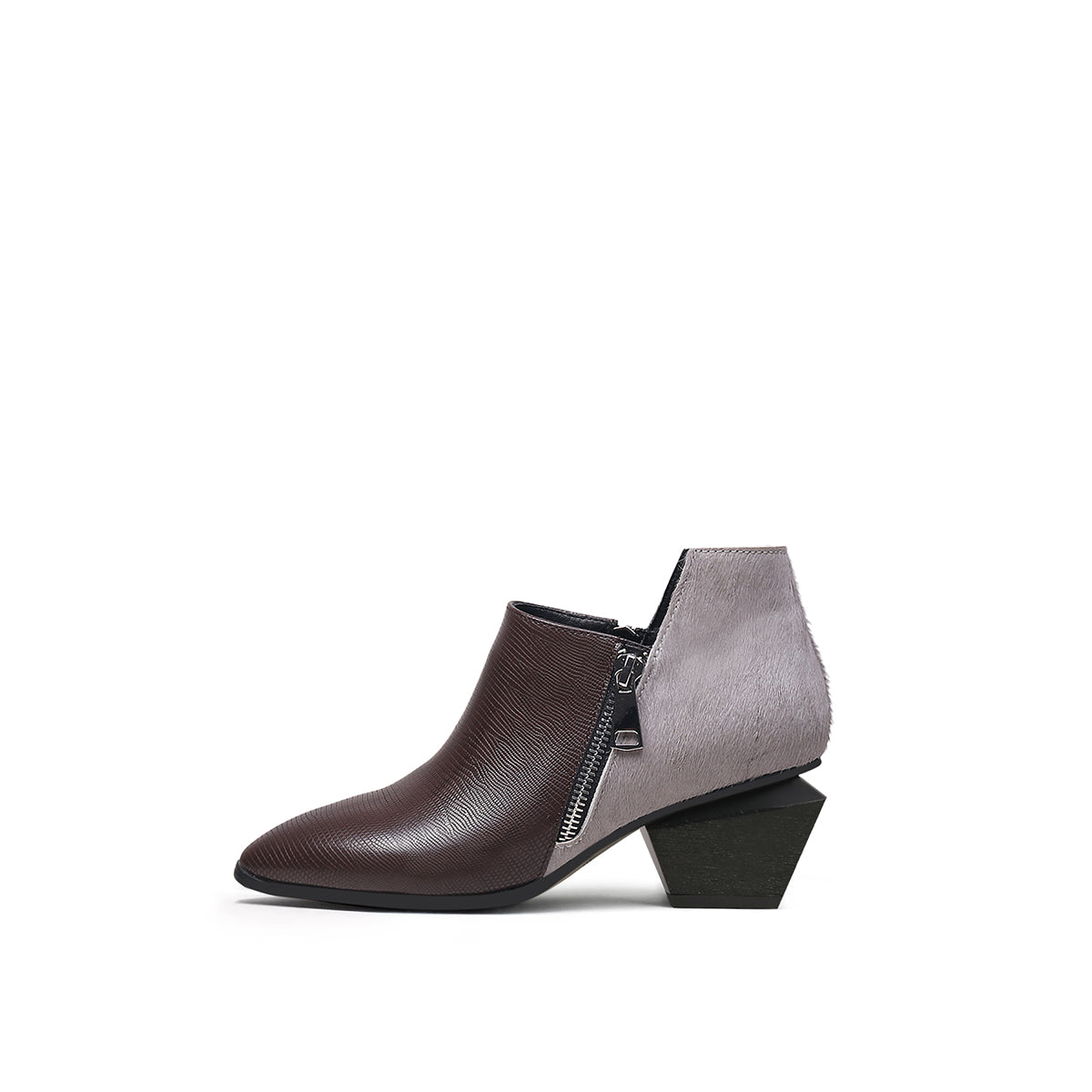 suede leather panel ankle boots all brown 1