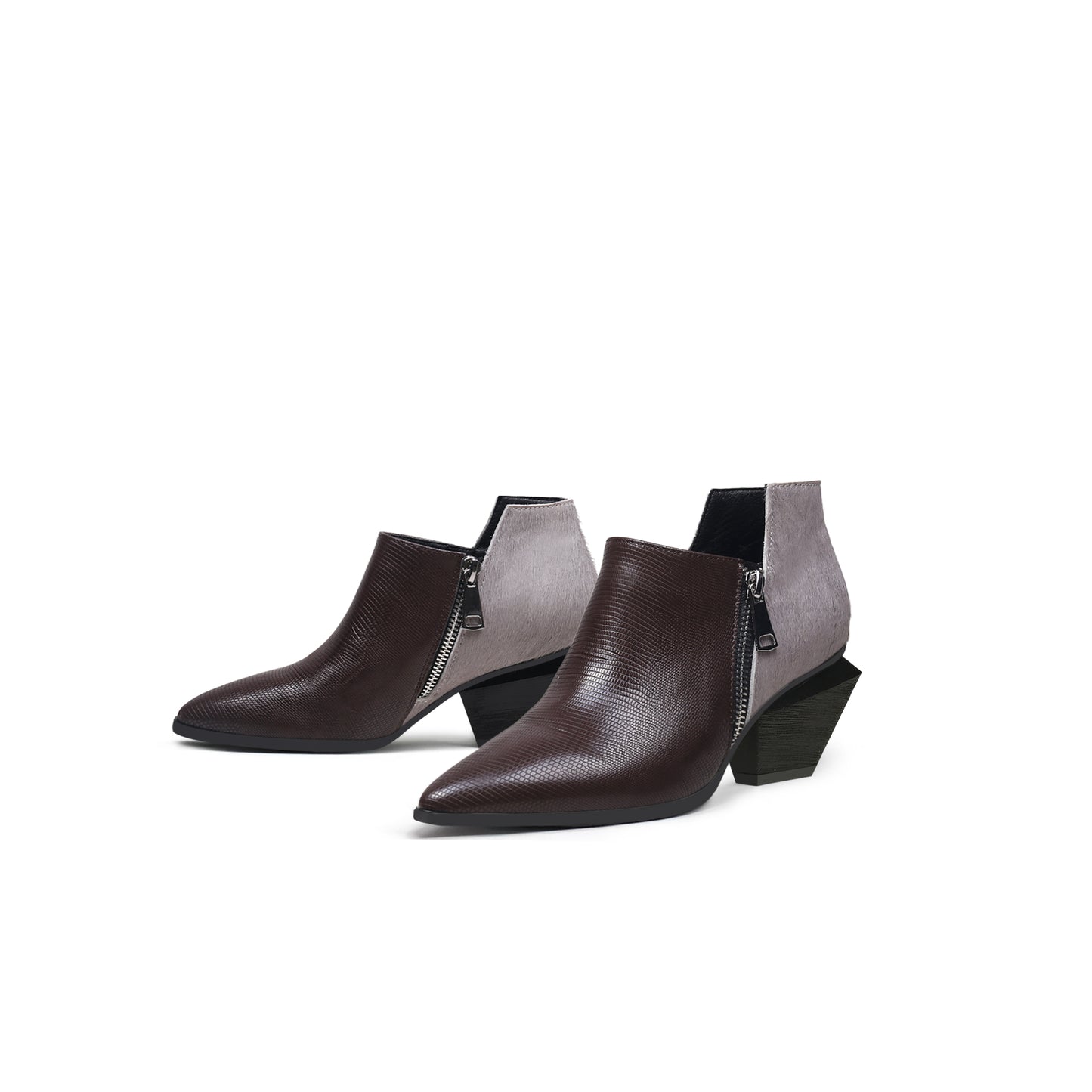 suede leather panel ankle boots all brown 5