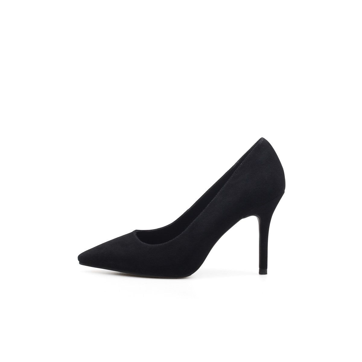 suede leather stiletto pumps all black 1