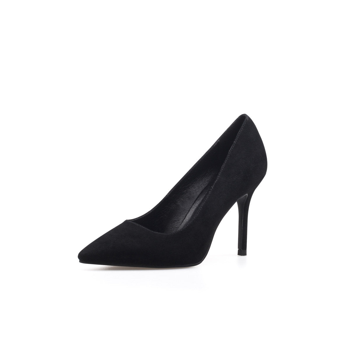 suede leather stiletto pumps all black 2