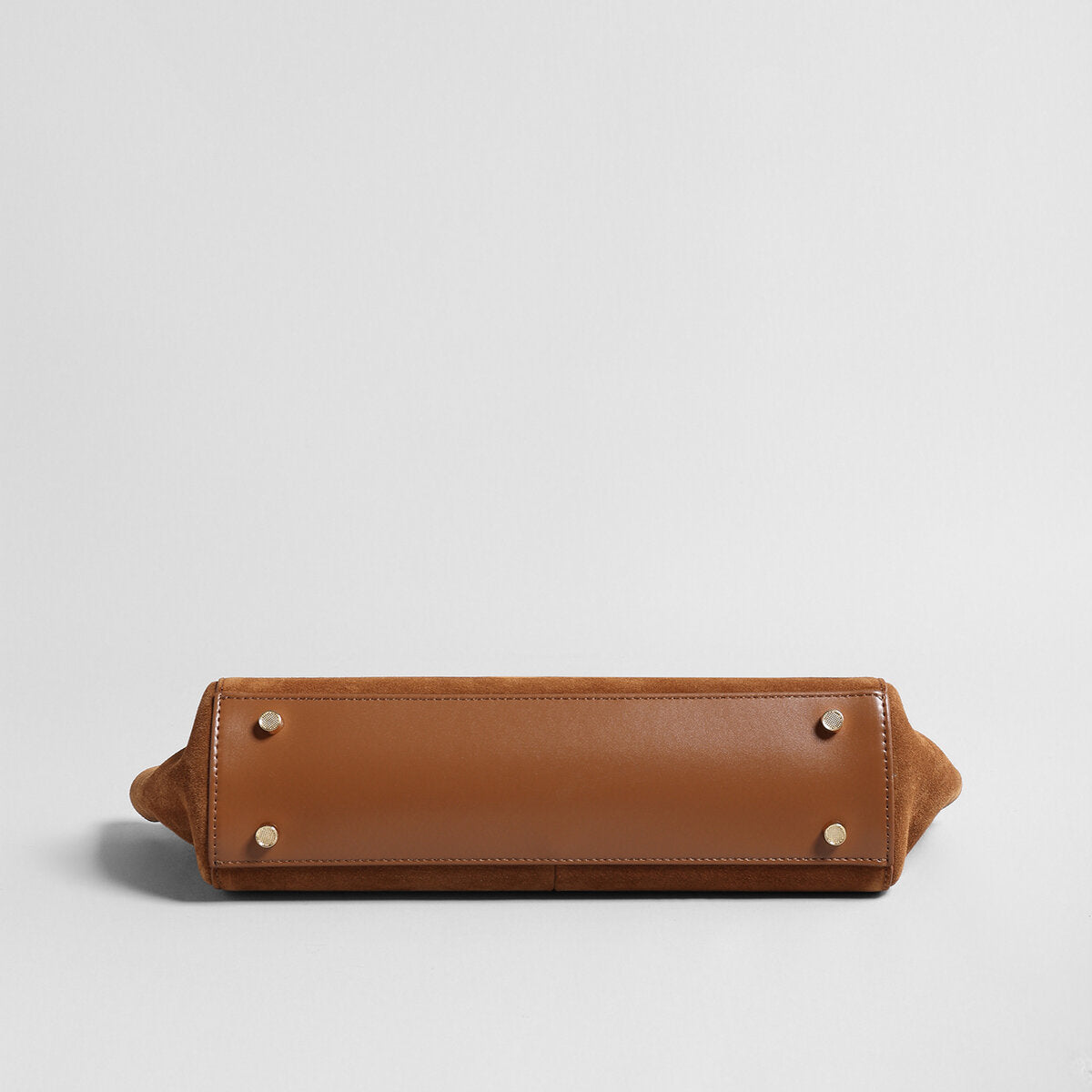 Suede Leather Winged Shoulder Bag – East-West Tote with Double Buckle Pockets