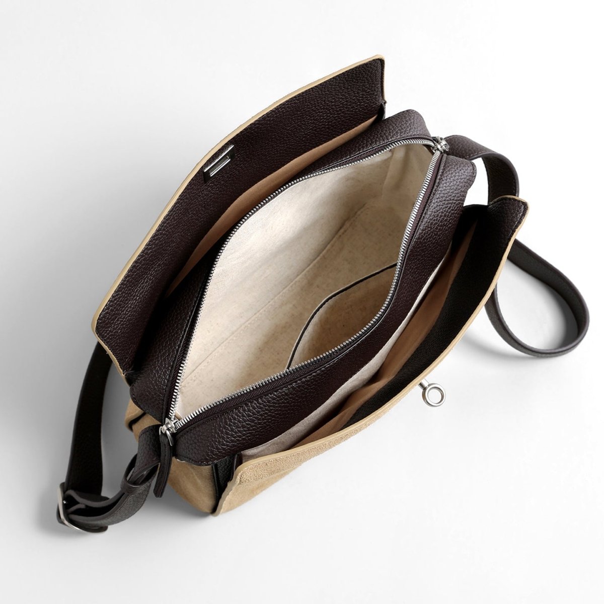 Suede Turn-Lock Hobo Bag – Adjustable Leather Strap Crossbody Bag