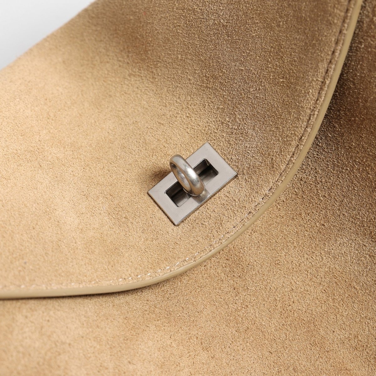 Suede Turn-Lock Hobo Bag – Adjustable Leather Strap Crossbody Bag