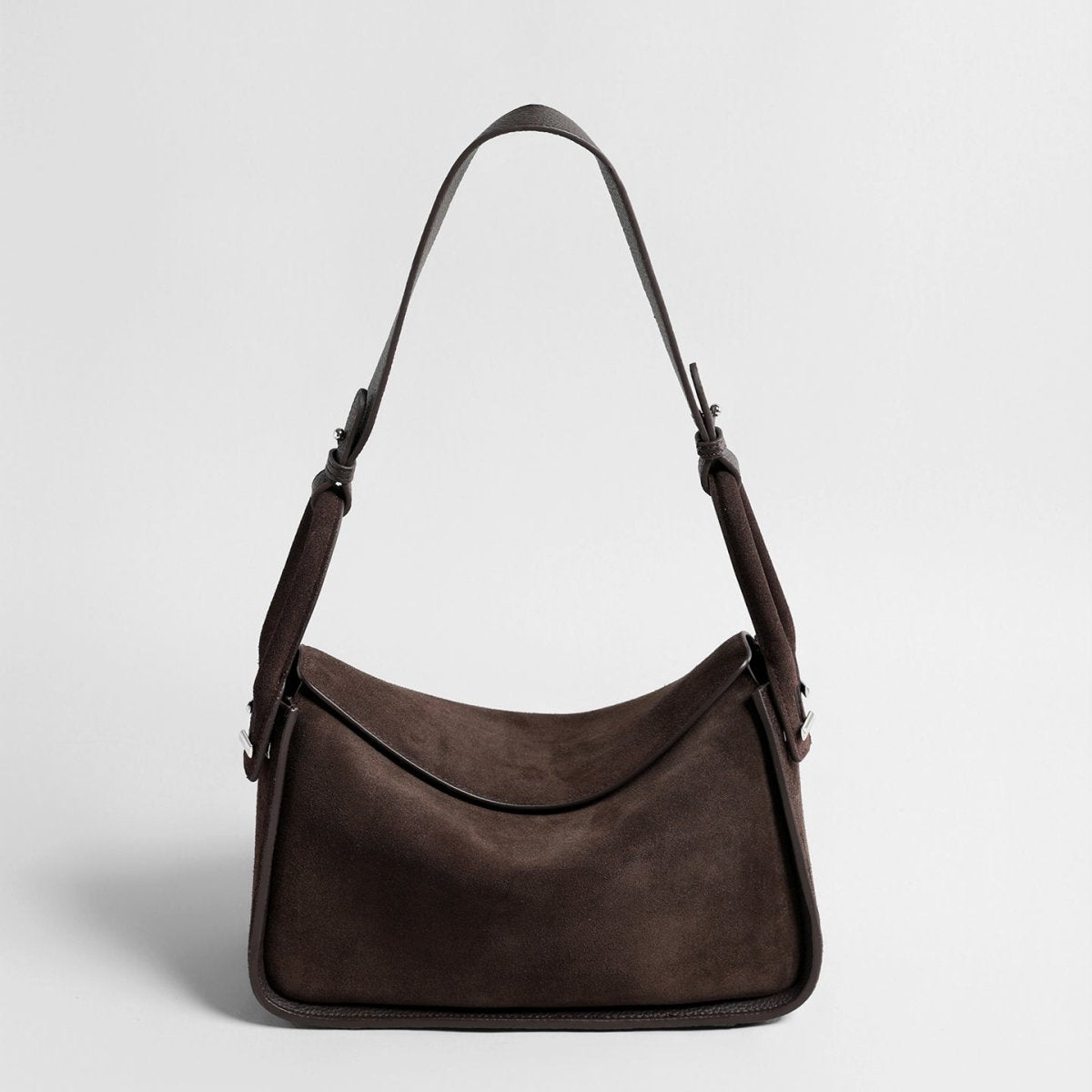 Suede Wave-Top Hobo Bag – Adjustable Underarm & Crossbody Bag