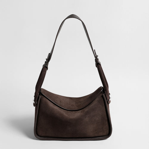 Suede Wave-Top Hobo Bag – Adjustable Underarm & Crossbody Bag