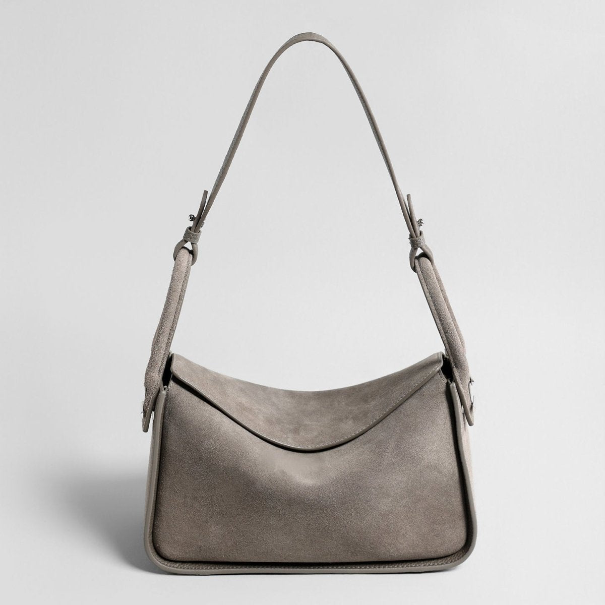 Suede Wave-Top Hobo Bag – Adjustable Underarm & Crossbody Bag