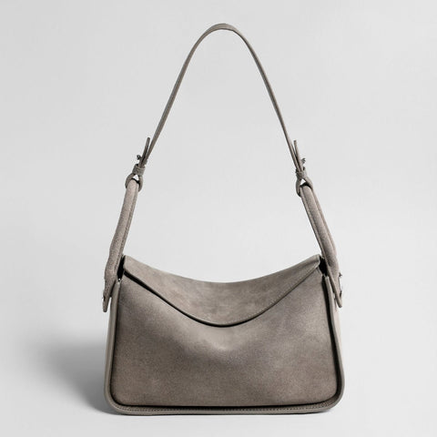 Suede Wave-Top Hobo Bag – Adjustable Underarm & Crossbody Bag
