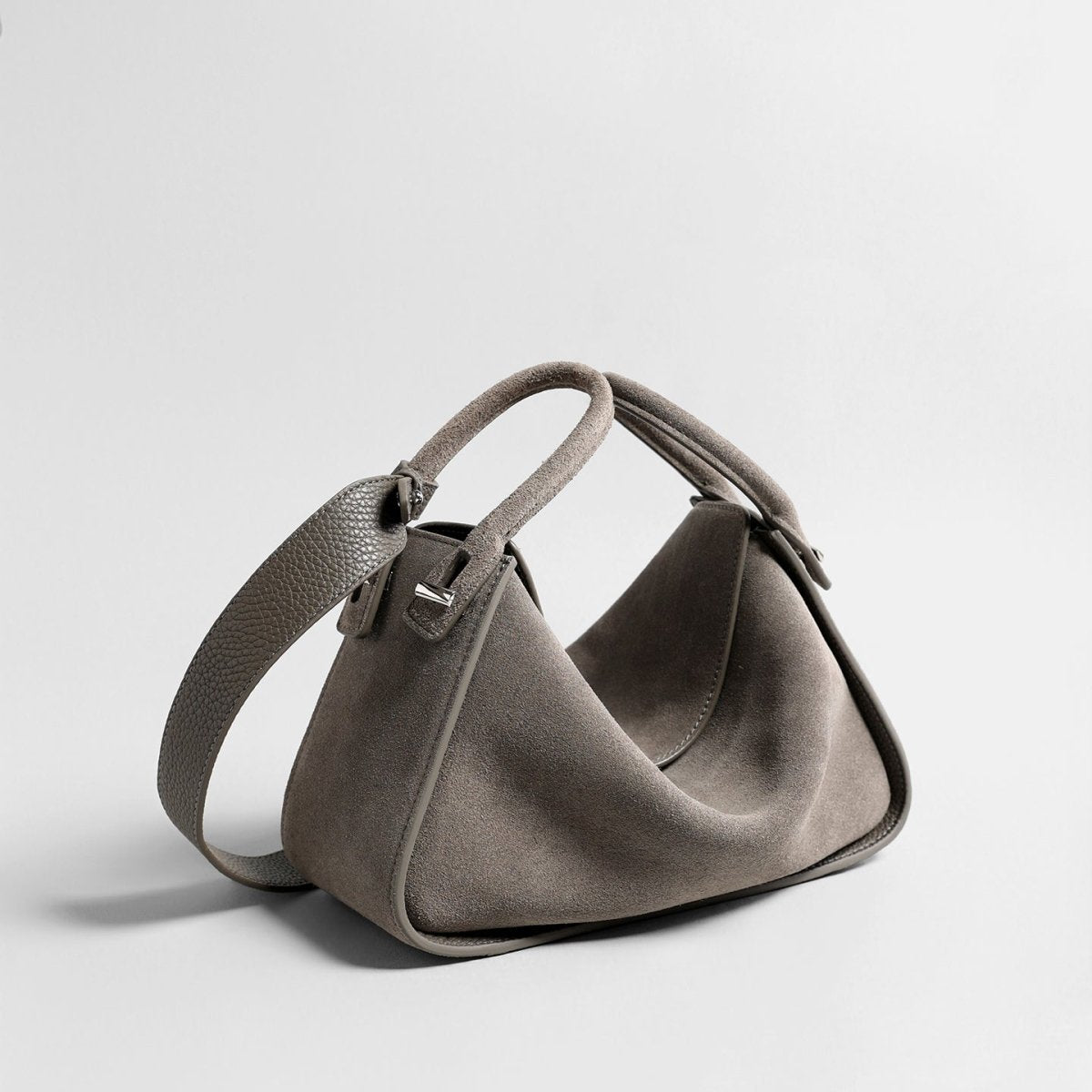 Suede Wave-Top Hobo Bag – Adjustable Underarm & Crossbody Bag