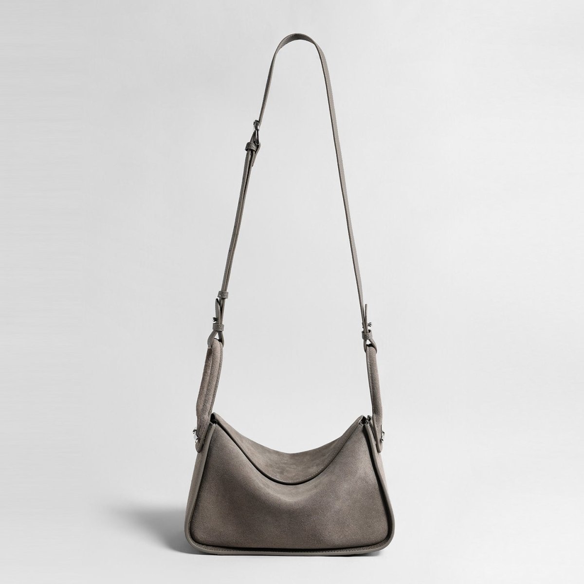 Suede Wave-Top Hobo Bag – Adjustable Underarm & Crossbody Bag