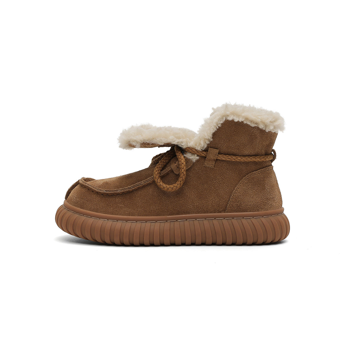 suede winter fur lined boots all brown 1