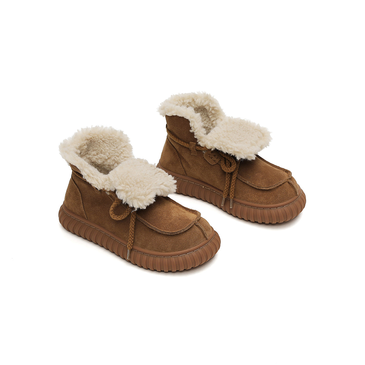 suede winter fur lined boots all brown 3