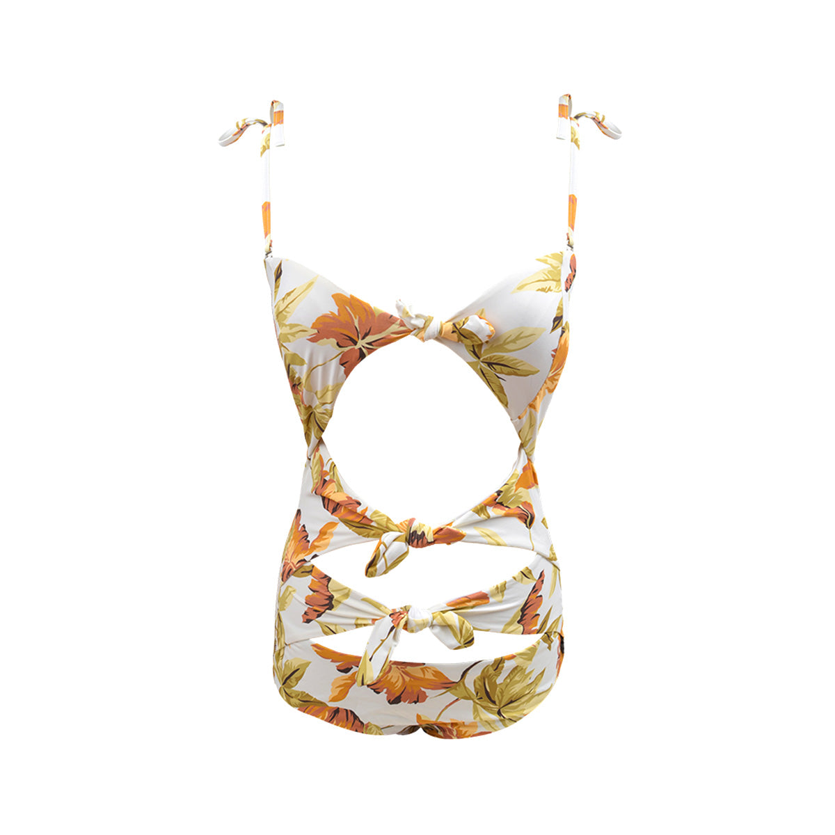 summer floral swimsuit with cascading ribbon cutouts all floral 4