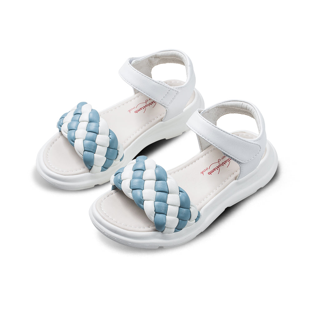 summer girls extra lightweight braided sandals all blue 3