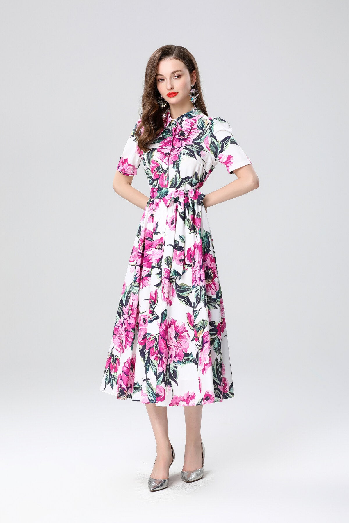 summery floral midi shirt dress all rose 2.JPG