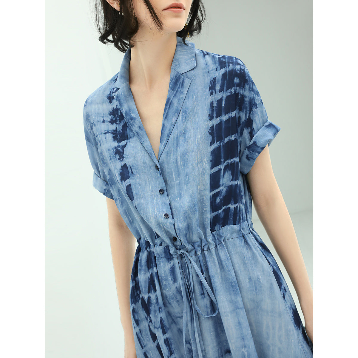 summery tie dye flowy blue shirt dress all blue 2