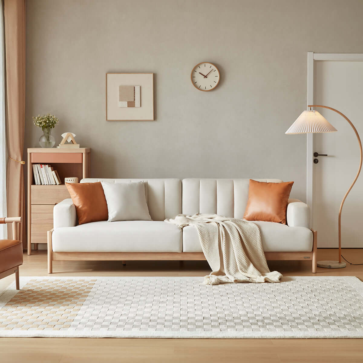 sunrise cream 4 seater sofa with 3 cushions set all 1