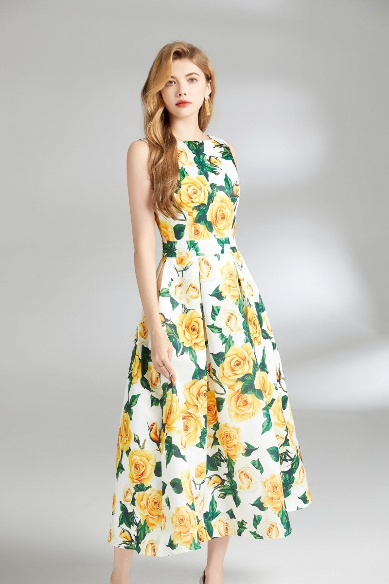 sunshine daydream sleeveless boat neck dress all floral 2