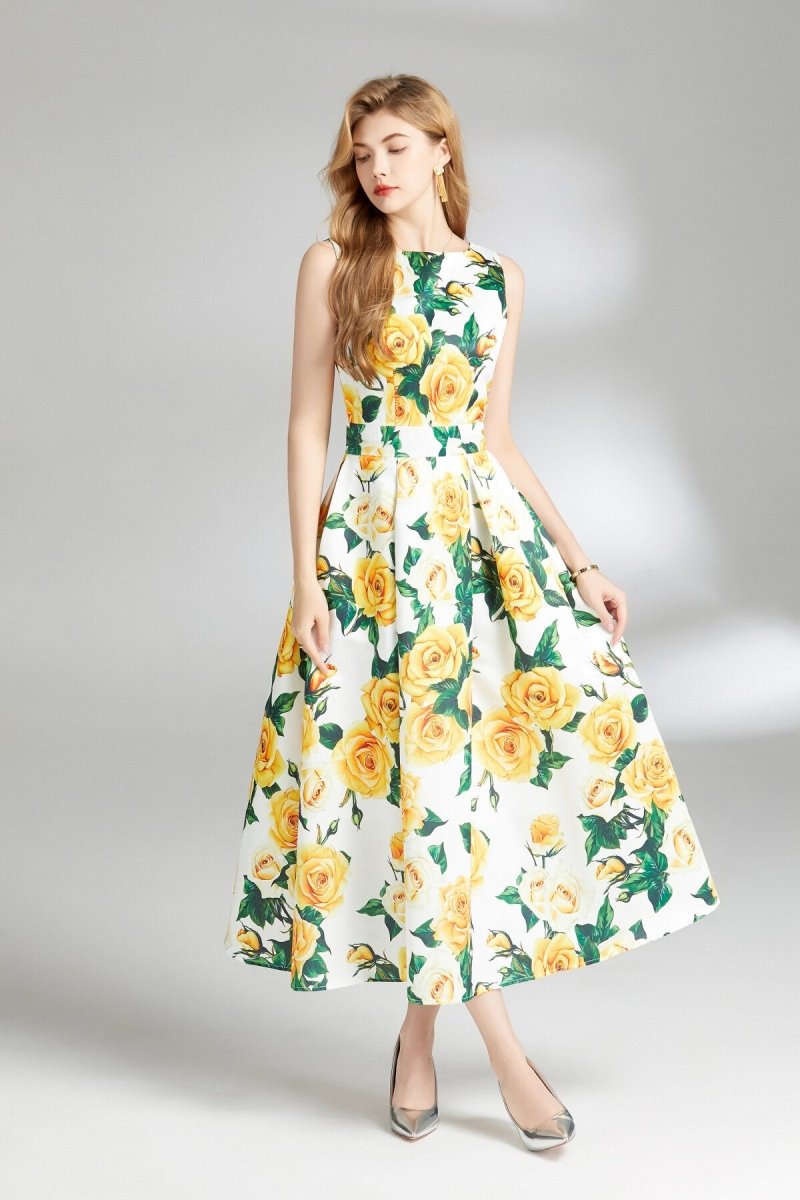 sunshine daydream sleeveless boat neck dress all floral 3