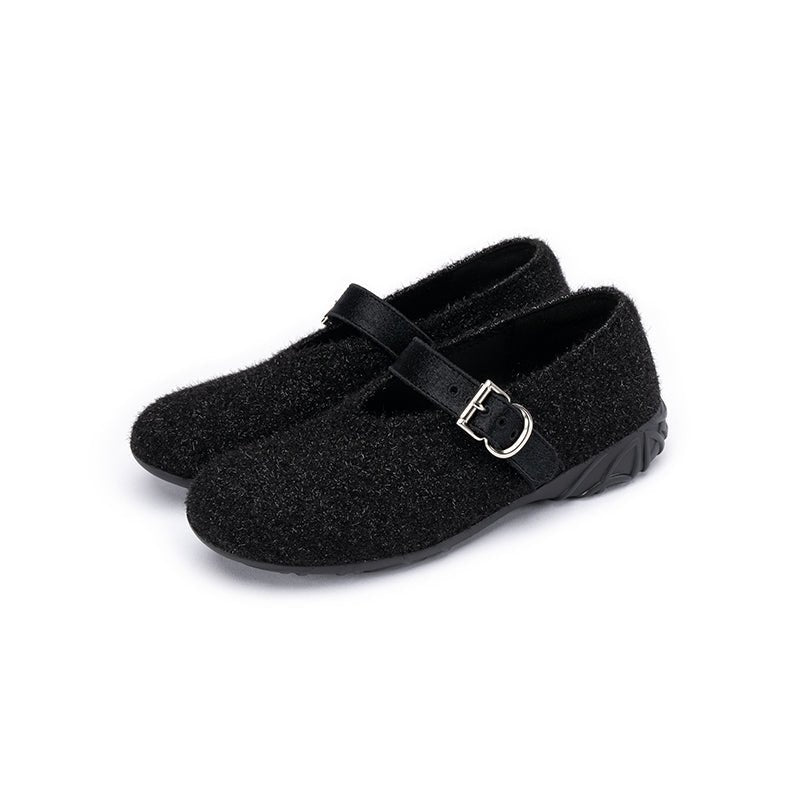 Supportive Soft Round Toe Fuzzy Loafers - 0cm