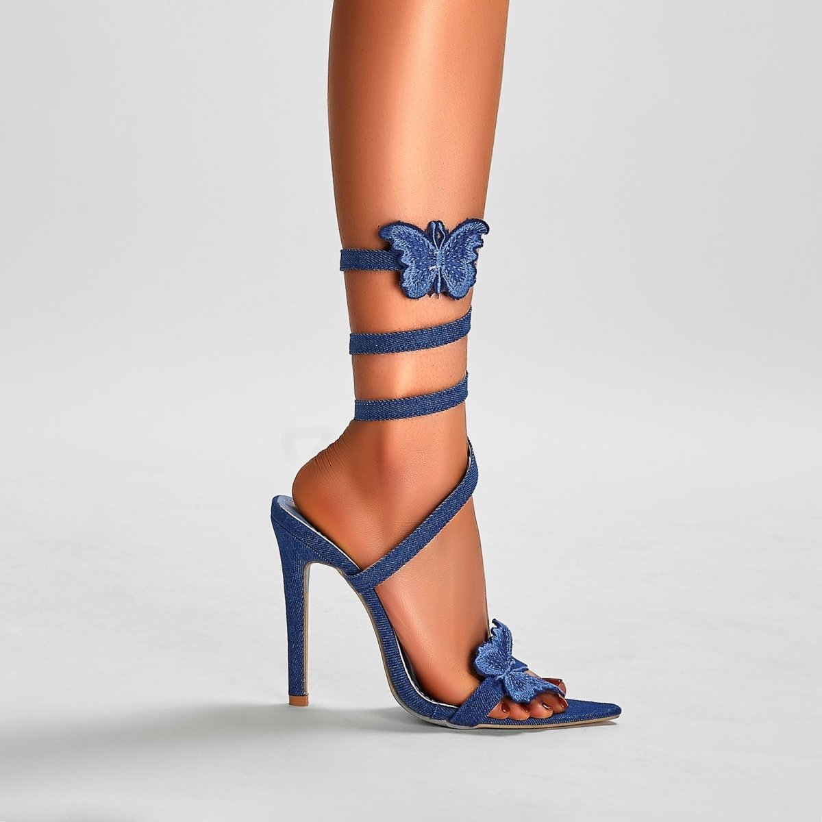 Sweet Butterfly Navy Blue Sandals with Detachable Straps - 0cm