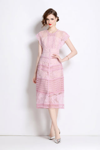 Sweet Floral Embroidered Tea Dress