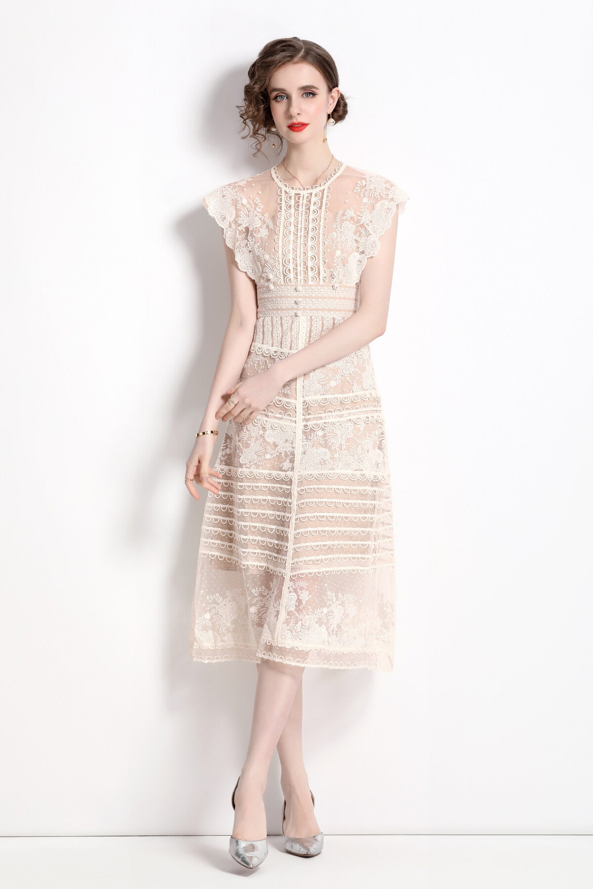 sweet floral embroidered tea dress all white 2