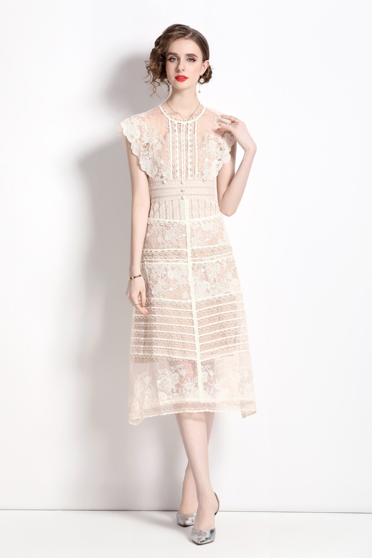 sweet floral embroidered tea dress all white 3